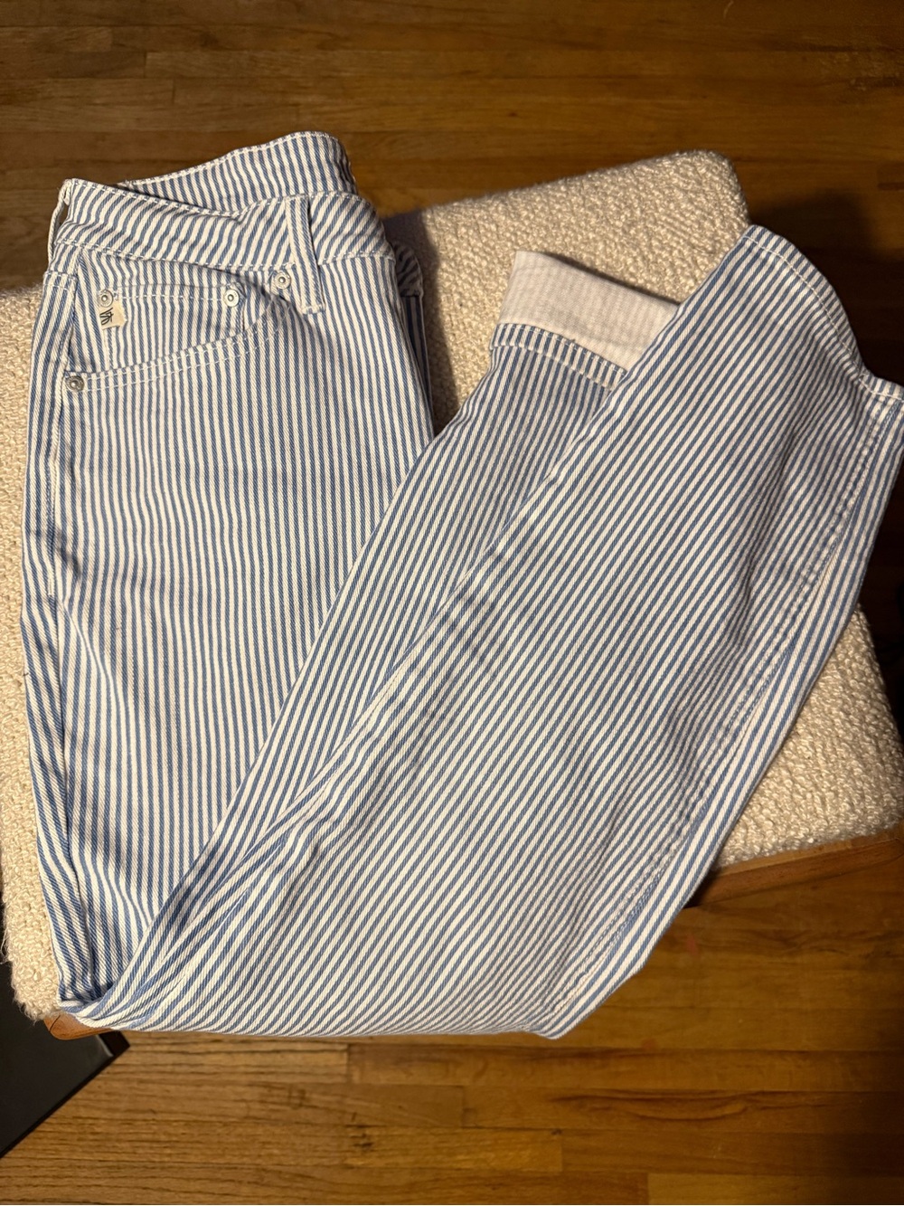 Seven7 Blue and White Striped Skinny Jeans